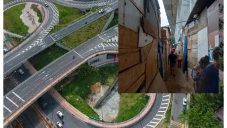 El barrio está construido bajo una de las alas del puente de la Madre Laura